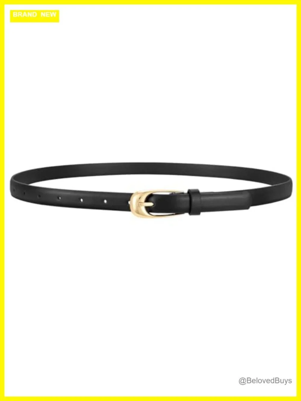 WERFORU Skinny PU Leather Belt with Gold Buckle for Dresses & Jeans